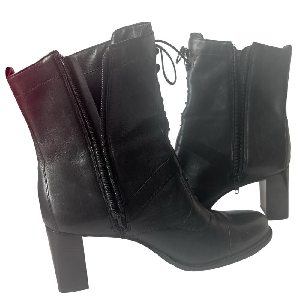 Vintage Naturalizer Black Leather Heeled Granny Ankle Boots Size 9 - Picture 7 of 12
